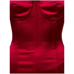 Dolce & Gabbana Longuette Red Dress Wuth Bustier Details In Satin Woman -ITALIST SHOP 01308e8aae1a4695d53afe067634f3f1