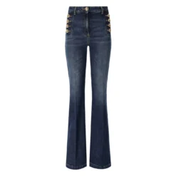Elisabetta Franchi Blue Flare Jeans With Buttons