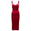 Dolce & Gabbana Longuette Red Dress Wuth Bustier Details In Satin Woman