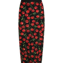 Dolce & Gabbana Elastic Waist Cherry Print Skirt