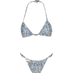 Daisy Print Laminated Ruched Lycra Bikini