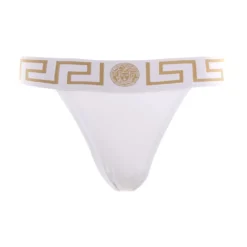 Versace White Printed Thong