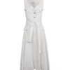 Alexander McQueen Belted Waist Flare Sleeveless Dress