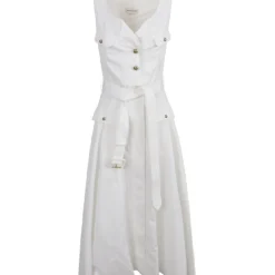 Alexander McQueen Belted Waist Flare Sleeveless Dress