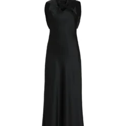 Off-White Satin Dress With Decorative Cross