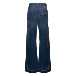 STELLA MCCARTNEY Blue Flare Cargo Jeans With Logo Patch In Cotton Denim Woman -ITALIST SHOP 2297a824fc41be710fd453fd1b8a088d