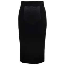 Dolce & Gabbana Midi Black Skirt With Quilted Detail In Fabric Woman
