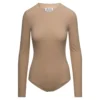 Maison Margiela Beige Fitted Long Sleeves Bodysuit In Polyamide Blend Woman -ITALIST SHOP 31cad5244e0de617f9a97a1923f35061