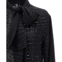 Versace Crocodile Effect Tie-neck Shirt -ITALIST SHOP 397cde6994ccb1bdaa5dafa149167719
