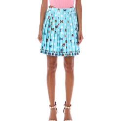 Versace Butterflies Pleated Silk Skirt