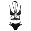 Black Triangle Bikini With Crossed Laces In Stretch Polyamide Woman -ITALIST SHOP 3d4ef6acf8ece48f68ac8f47c7e2c0c8