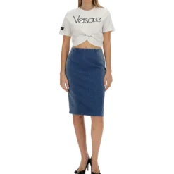 Versace Cotton Denim Skirt -ITALIST SHOP 41ddafba530240da746e1c7ef63b2846