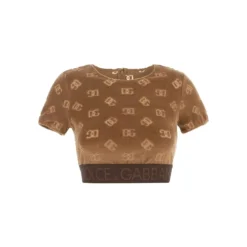 Dolce & Gabbana Flocked Jersey Cropped Top