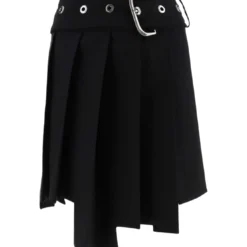 Off-White Stretch Wool Pleated Skirt