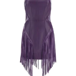 Versace Fringed Leather Minidress