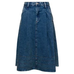 A.P.C. Oversized Midi Light Blue Skirt In Cotton Denim Woman