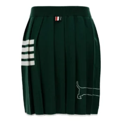 Green Pleated Mini-skirt With Dachshund Print And 4 Bar Detail In Wool Woman -ITALIST SHOP 4ed228b8d5248e7734c53becc9eb3288