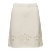 Chloé White A-line Knit Mini-skirt With Perforated Motifs In Wool Woman