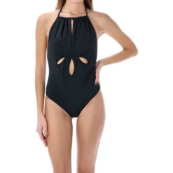 SELF PORTRAIT Cut-out Halterneck Swimsuit