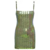 'rue' Mini Green Dress With Mirror Sequins In Stretch Rayon Woman -ITALIST SHOP 5acb5149ed97b05b039f8e17bad86fb9