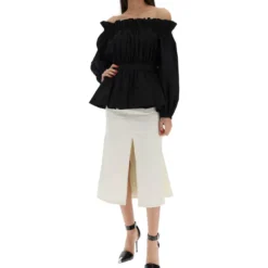 Alexander McQueen Denim Midi Skirt With Pleated Detail -ITALIST SHOP 5d78b1b272ee45011b3b7d8d81967c6f