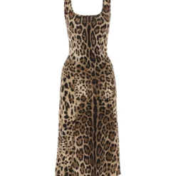 Dolce & Gabbana Leopard Print Jersey Midi Dress