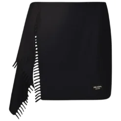 Prada Logo Fringed Skirt