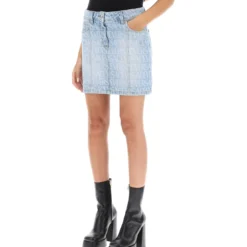Versace Monogram Denim Mini Skirt -ITALIST SHOP 60bb07c5c6bcaaa0c2e2931559f82e3e