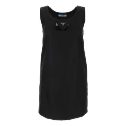 Prada Logo Plaque Sleeveless Mini Dress