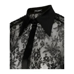 Dolce & Gabbana Black Slim Shirt With Satin Details In Chantilly Lace Woman -ITALIST SHOP 64df376793cfb9c3decaf2e3778dca92