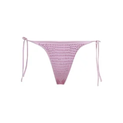 SELF PORTRAIT Bikini Slip With All-over Crystal Embellishment In Lilac Polyammide Woman