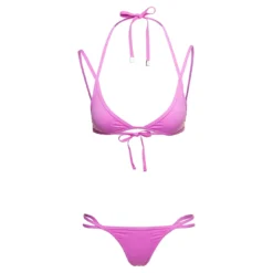 Triangle Cup Bikini Set In Pink Technical Fabric Woman