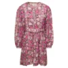 Floral Print Pink Mini Dress With Long Sleeves In Cotton Woman