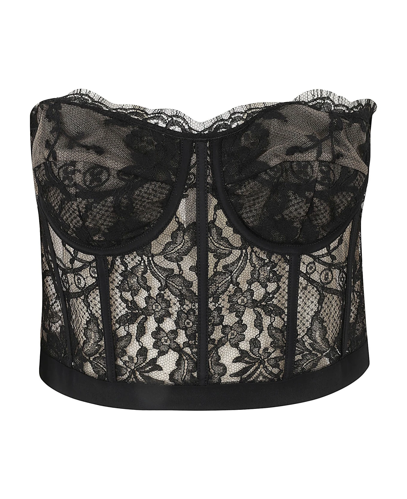 Alexander McQueen Rear Zip Lace Cropped Top