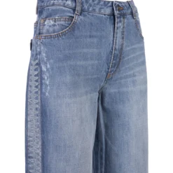 ERMANNO SCERVINO Blue Wide-leg Jeans With Side Embroidery -ITALIST SHOP 757dce357f87fc0868327d426f8d1374