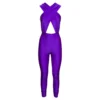 'hola' Violet Jumpsuit With Halterneck And Cut-out In Stretch Polyamide Woman
