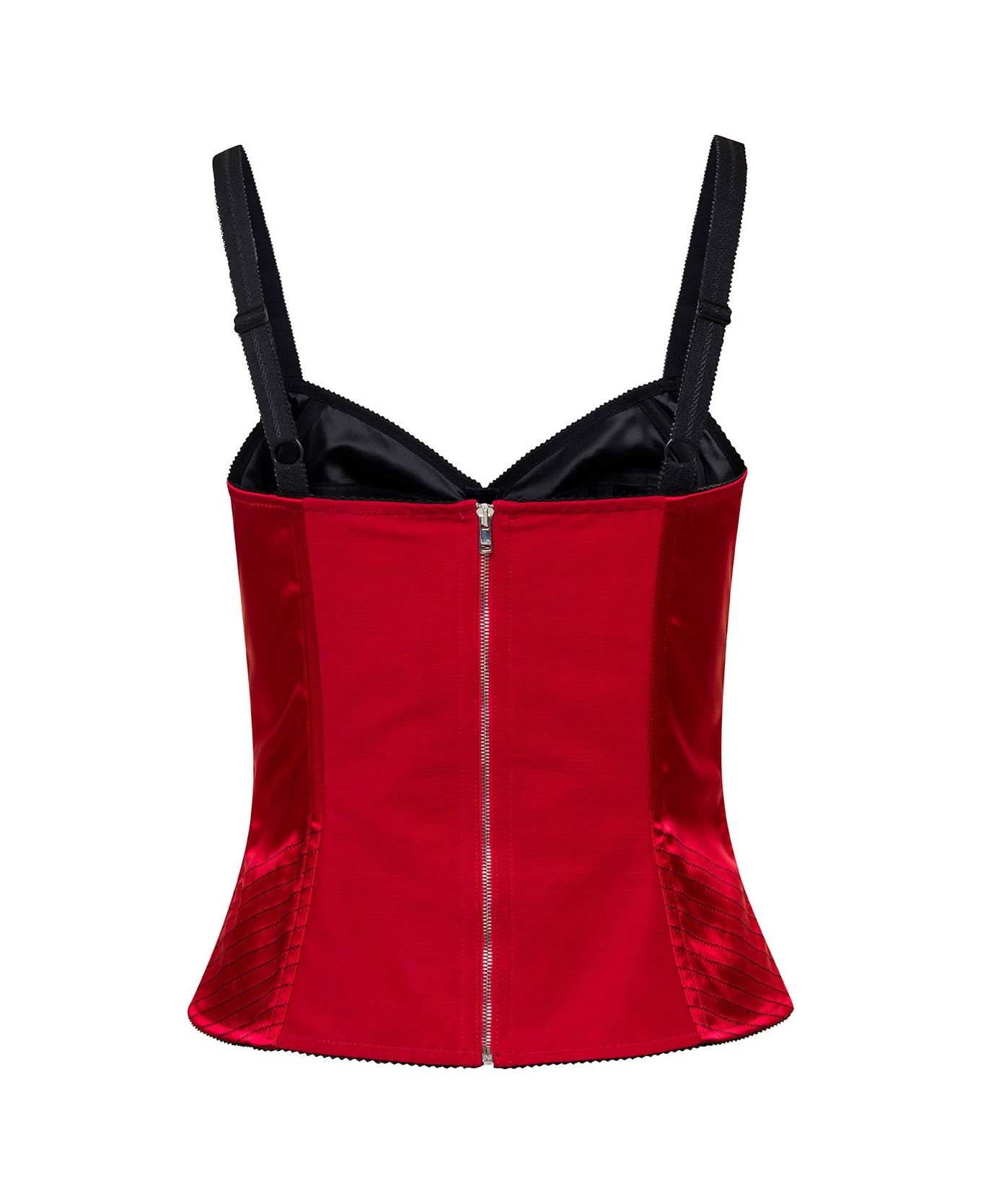 Dolce & Gabbana Red Satinb Corset With Top-stitching And Hook-eye Fastening In Acetate Woman 4 Dolce & Gabbana Red Satinb Corset With Top-stitching And Hook-eye Fastening In Acetate Woman - Image 2