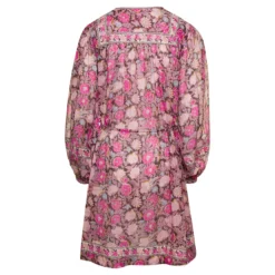 Floral Print Pink Mini Dress With Long Sleeves In Cotton Woman -ITALIST SHOP 77b27baa97e43ac62abbf53e814152a3