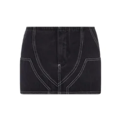 Off-White Black Denim Mini Skirt With Contrasting Stitching