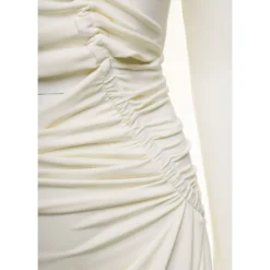 Off-White Midi White Dress With Cut And Gathering Details In Viscose Stretch Woman 7 Off-White Midi White Dress With Cut And Gathering Details In Viscose Stretch Woman -ITALIST SHOP 781d9813675d81ae94f4342971c5f839