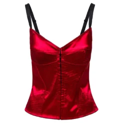 Dolce & Gabbana Red Satinb Corset With Top-stitching And Hook-eye Fastening In Acetate Woman
