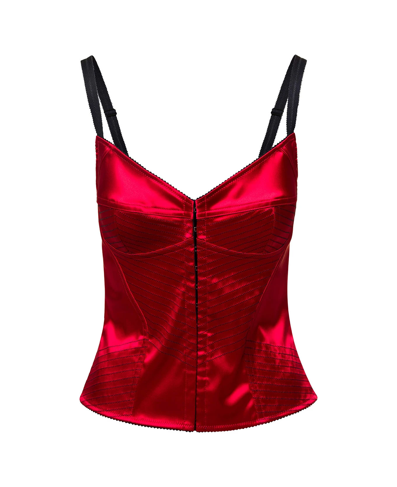 Dolce & Gabbana Red Satinb Corset With Top-stitching And Hook-eye Fastening In Acetate Woman 3 Dolce & Gabbana Red Satinb Corset With Top-stitching And Hook-eye Fastening In Acetate Woman