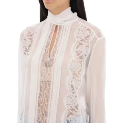 Dolce & Gabbana Chiffon Blouse With Lace Inserts -ITALIST SHOP 808fb61a2354ee74891753317f3f3a2e