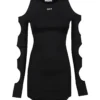 Off-White Sleek Holes Long Sleeve Mini Dress