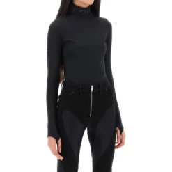 Mugler Bodysuit With Stand Collar -ITALIST SHOP 872730ba989b62af4c4f5d2e137eab57