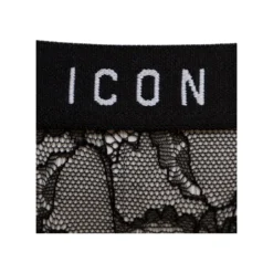 DSQUARED2 D-squared2 Woman's Black Lace Thong Briefs With Logo Print -ITALIST SHOP 8c42cefafb2efb0f171591cb5f4de301