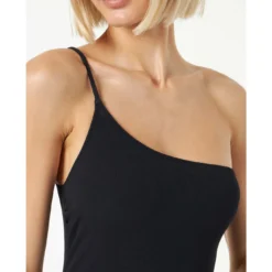 MC2 Saint Barth Woman Black Ribbed One Shoulder One-piece Swimsuit -ITALIST SHOP 97ba343f2bd35050ea7058e420ae818c