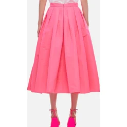 Alexander McQueen Polyfaille Pleated Midi Skirt -ITALIST SHOP 981b907bfec528ed76b9a0f25aa2d571