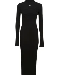 Off-White Off Stamp Rib Round Long Dress