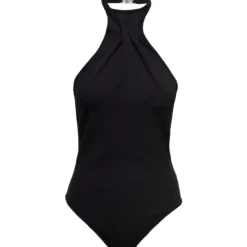 'nashvi' Black Halterneck Bodysuit In Viscose Blend Woman Gauge81